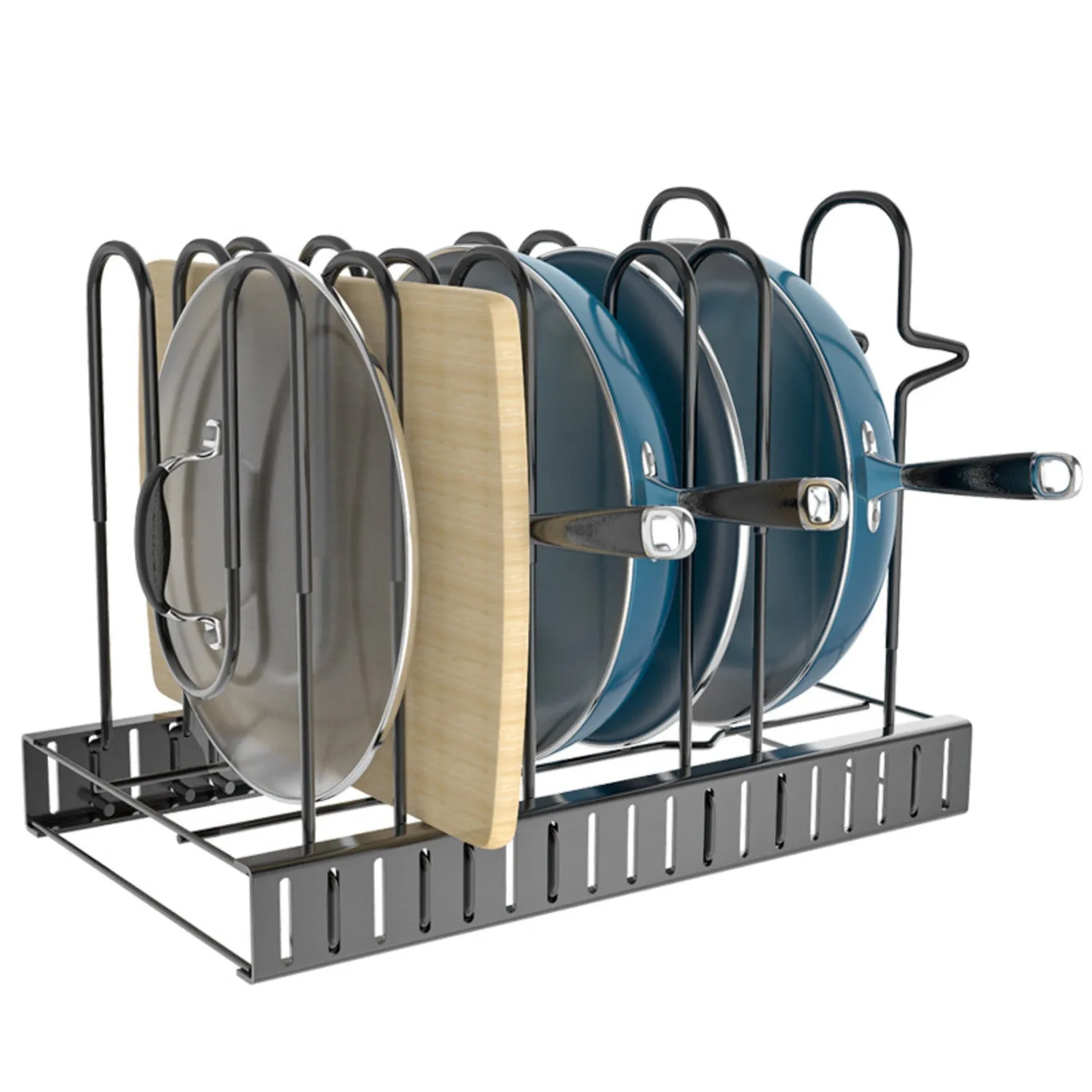 8-Tier Adjustable Pots and Pans Rack with 3 Assembly Styles