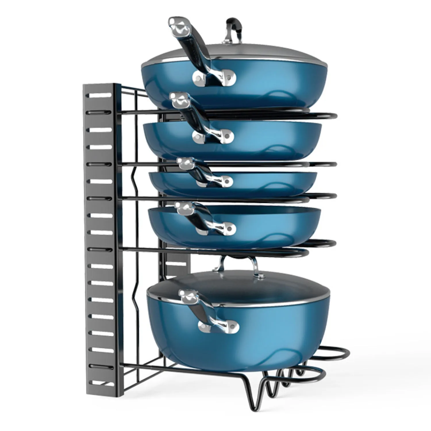 8-Tier Adjustable Pots and Pans Rack with 3 Assembly Styles