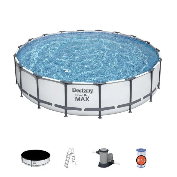 Bestway Steel Pro Max Round Above Ground Frame Swimming Pool Set [WS]