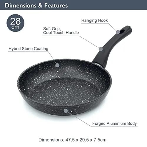 Blackmoor 67080 Classic 28cm Frying Pan/Non-Stick Coating/Cool Touch Handle/Suitable for Induction, Electric and Gas Hobs/Black Colour