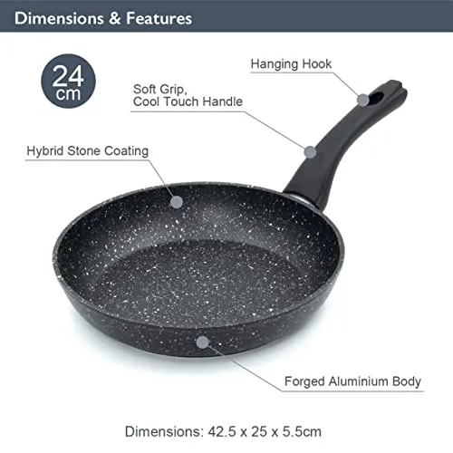 Blackmoor Classic 24cm Non Stick Frying Pan | Induction Compatible | Long Lasting Anti Scratch Coating | Pan for All Hobs | Black