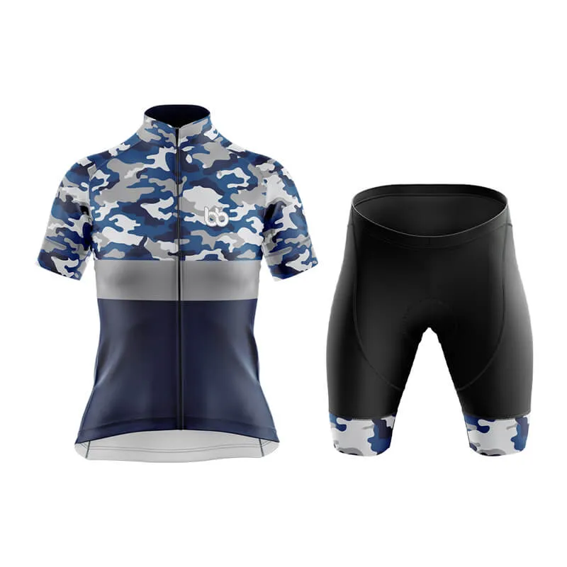 Camouflage Neck Club Cycling Kit (V2) (Blue)