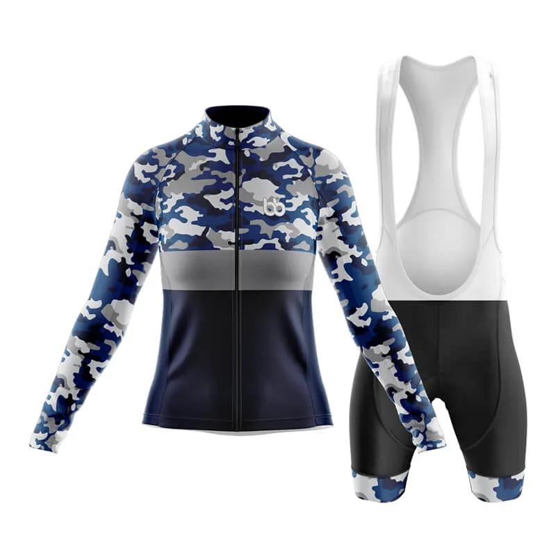 Camouflage Neck Club Cycling Kit (V2) (Blue)