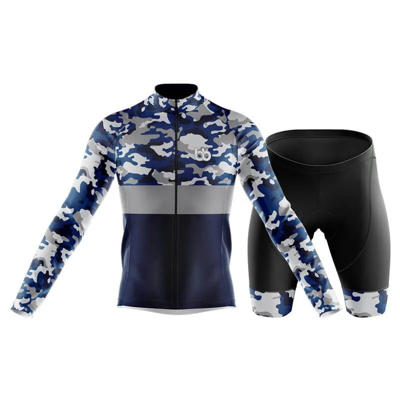 Camouflage Neck Club Cycling Kit (V2) (Blue)