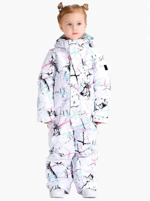 Colorful Vibrant Lines Kids One Piece Snowboard Suit