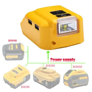 Dewalt Multi-Function Battery Adapter: USB Power Bank and LED Work Light for 14.4V/18V Batteries