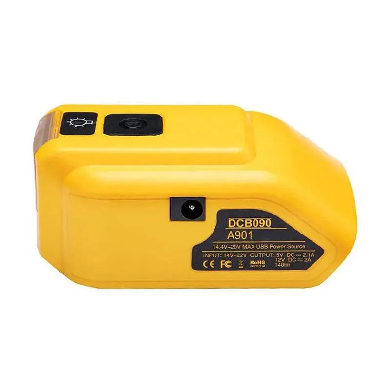 Dewalt Multi-Function Battery Adapter: USB Power Bank and LED Work Light for 14.4V/18V Batteries