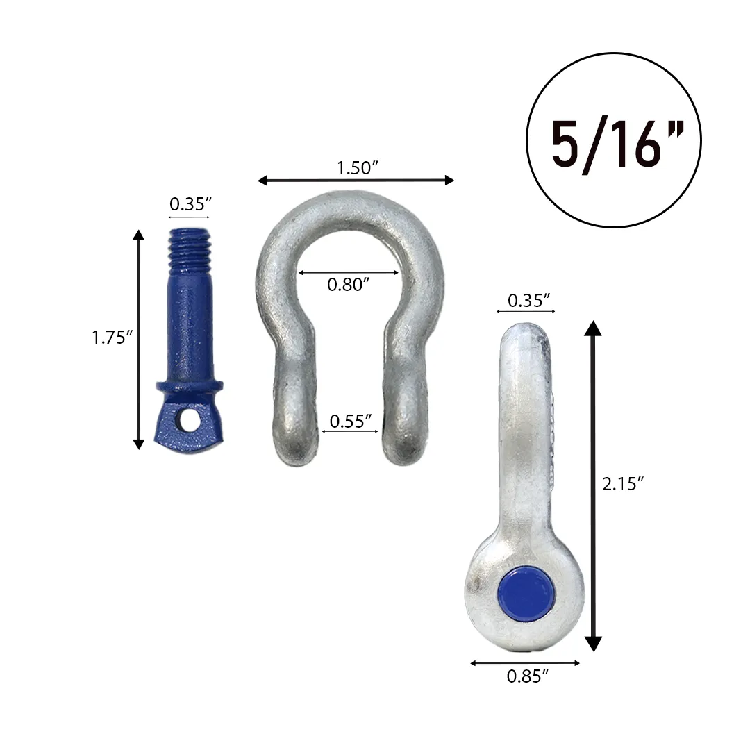 Galvanized Finish Multi-Size Forged Screw-In Anchor Shackle Set: Heavy-Duty and Versatile Anchoring Solution