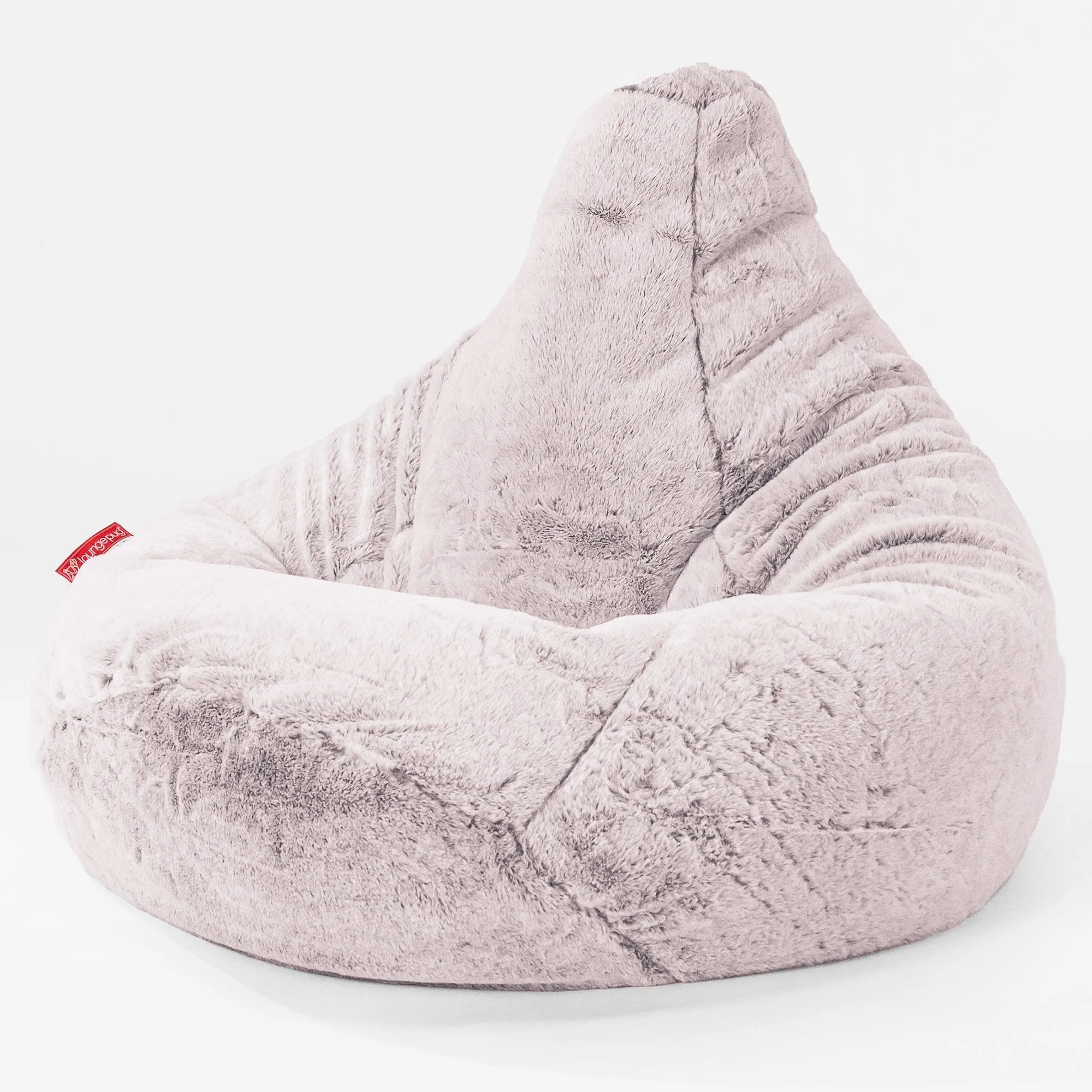 Highback Bean Bag Chair - Fluffy Faux Fur Rabbit Dusty Pink