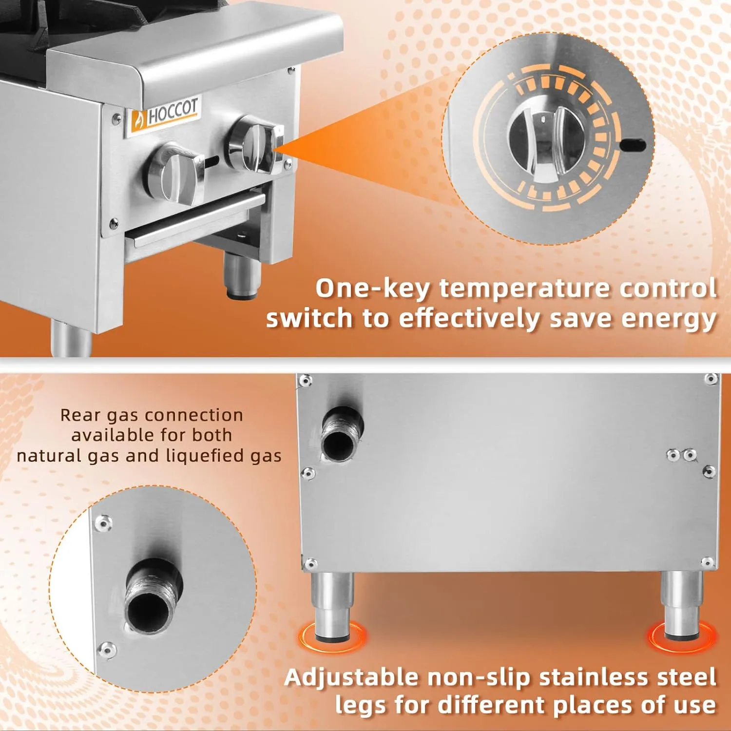 HOCCOT 12"  2 Burners Commercial Countertop Hot Plate Range Gas Stove