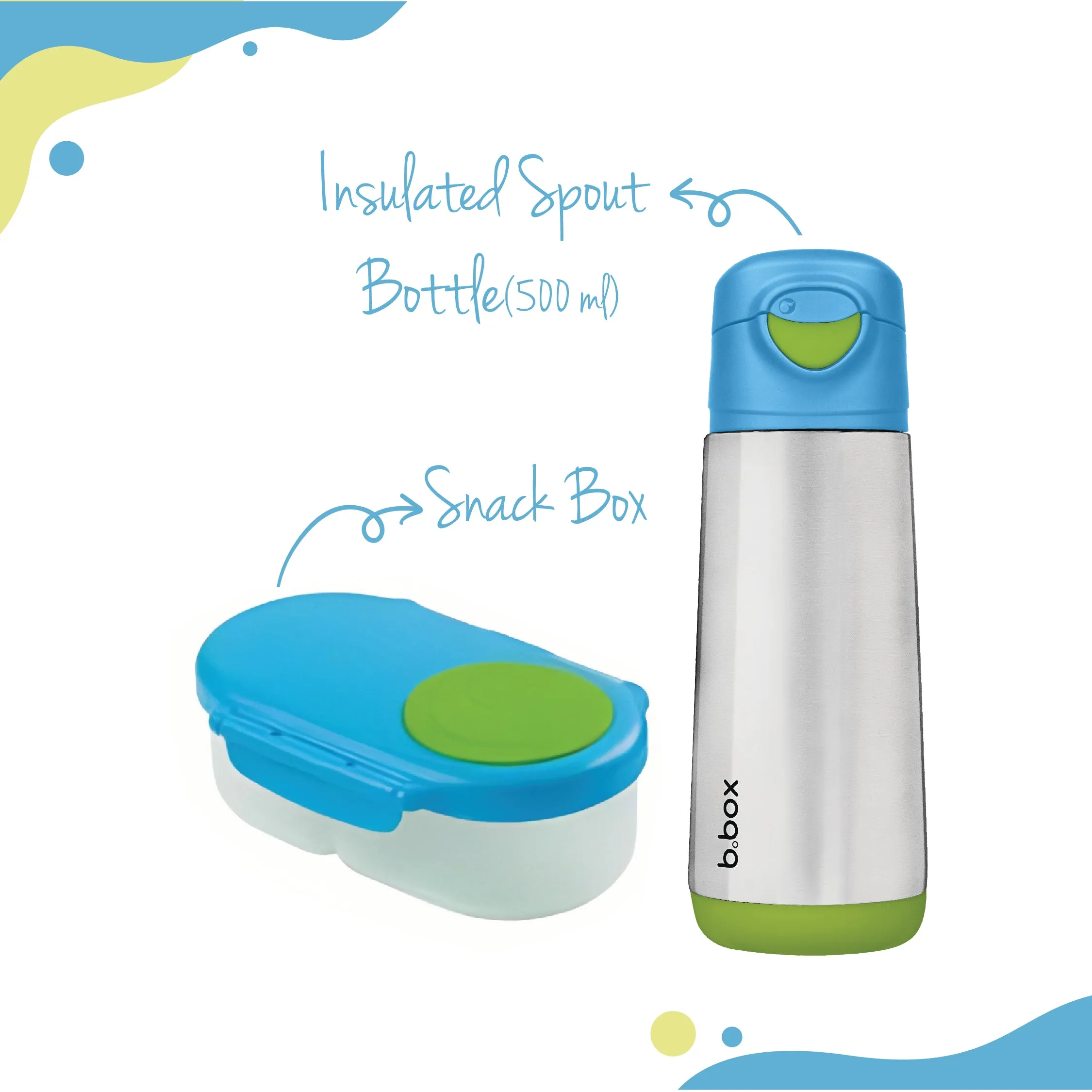 Insulated Spout Bottle 500ml   Snack box Blue