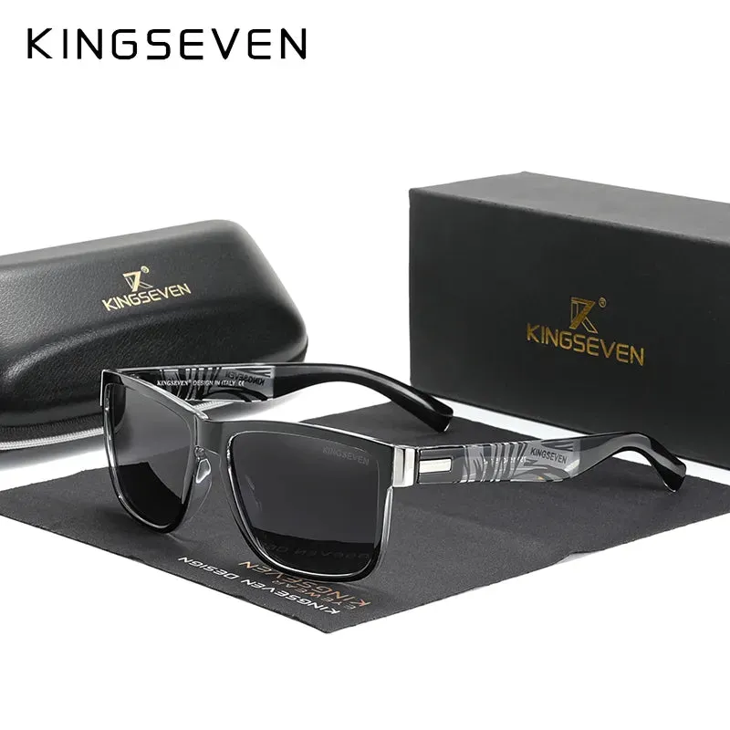 KINGSEVEN Brand Square Retro Gradient Polarized Sunglasses Women Men Carbon Fiber Pattern Design Outdoor Sports Eyewear