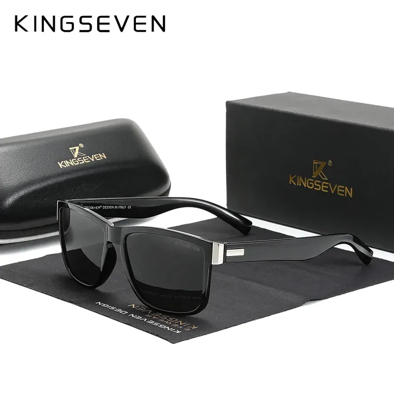 KINGSEVEN Brand Square Retro Gradient Polarized Sunglasses Women Men Carbon Fiber Pattern Design Outdoor Sports Eyewear