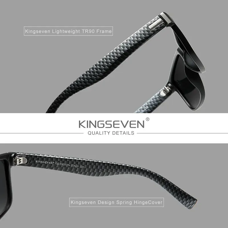 KINGSEVEN Brand Square Retro Gradient Polarized Sunglasses Women Men Carbon Fiber Pattern Design Outdoor Sports Eyewear