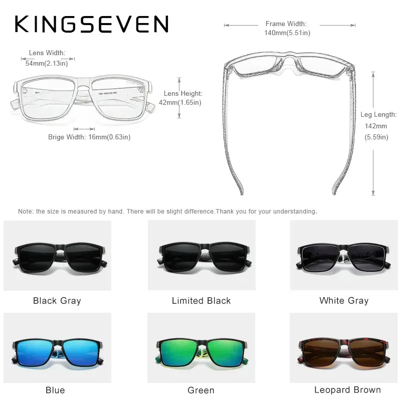 KINGSEVEN Brand Square Retro Gradient Polarized Sunglasses Women Men Carbon Fiber Pattern Design Outdoor Sports Eyewear