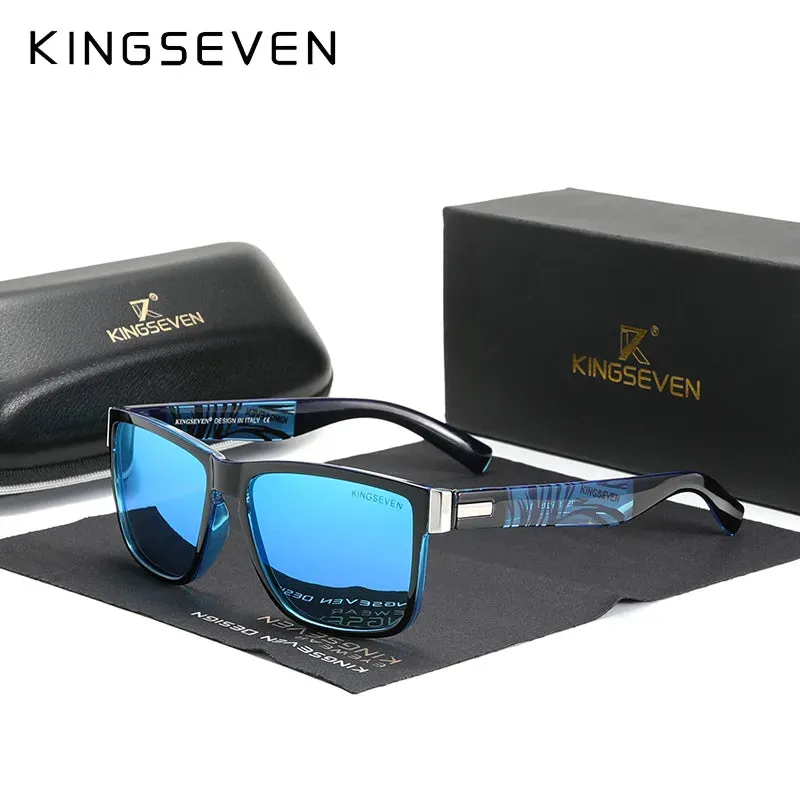 KINGSEVEN Brand Square Retro Gradient Polarized Sunglasses Women Men Carbon Fiber Pattern Design Outdoor Sports Eyewear