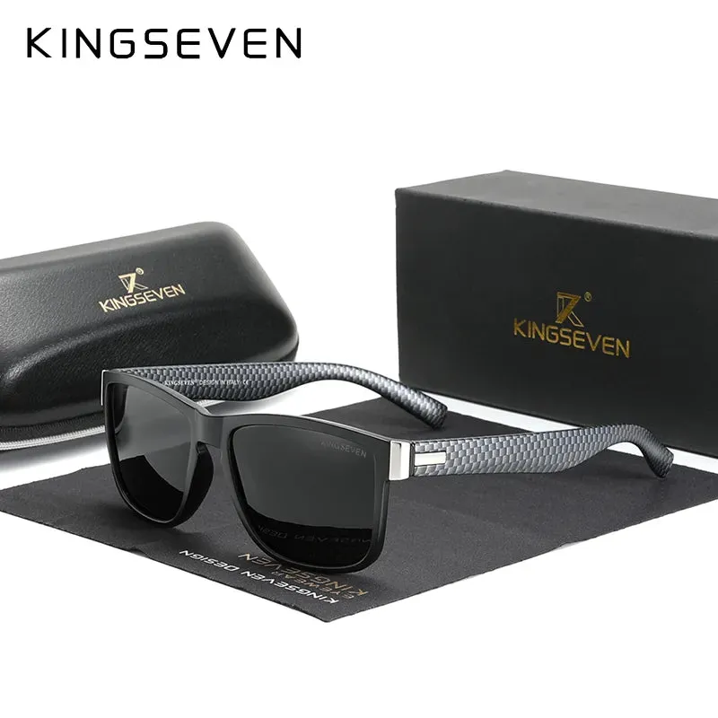 KINGSEVEN Brand Square Retro Gradient Polarized Sunglasses Women Men Carbon Fiber Pattern Design Outdoor Sports Eyewear