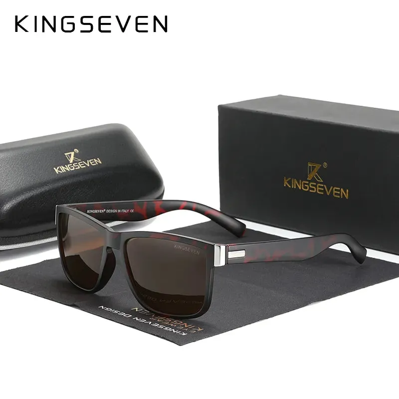 KINGSEVEN Brand Square Retro Gradient Polarized Sunglasses Women Men Carbon Fiber Pattern Design Outdoor Sports Eyewear