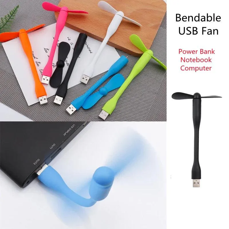 Portable Bendable USB Cooling Fan for Laptops, Power Banks, and Travel