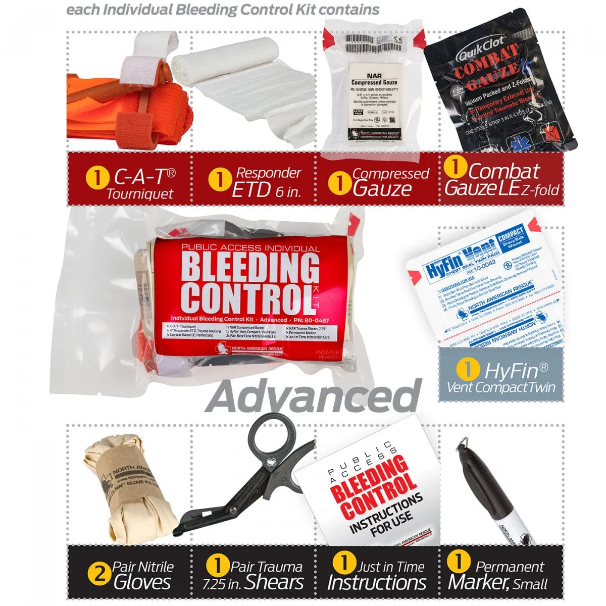 Public Access Bleeding Control 5-Pack, Vacuum Sealed