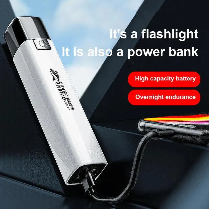 Smile Shark LED Flashlight Portable Strong Light Long-range Small Rechargeable Lamp Power Bank Multi-Function Tent Camping Torch