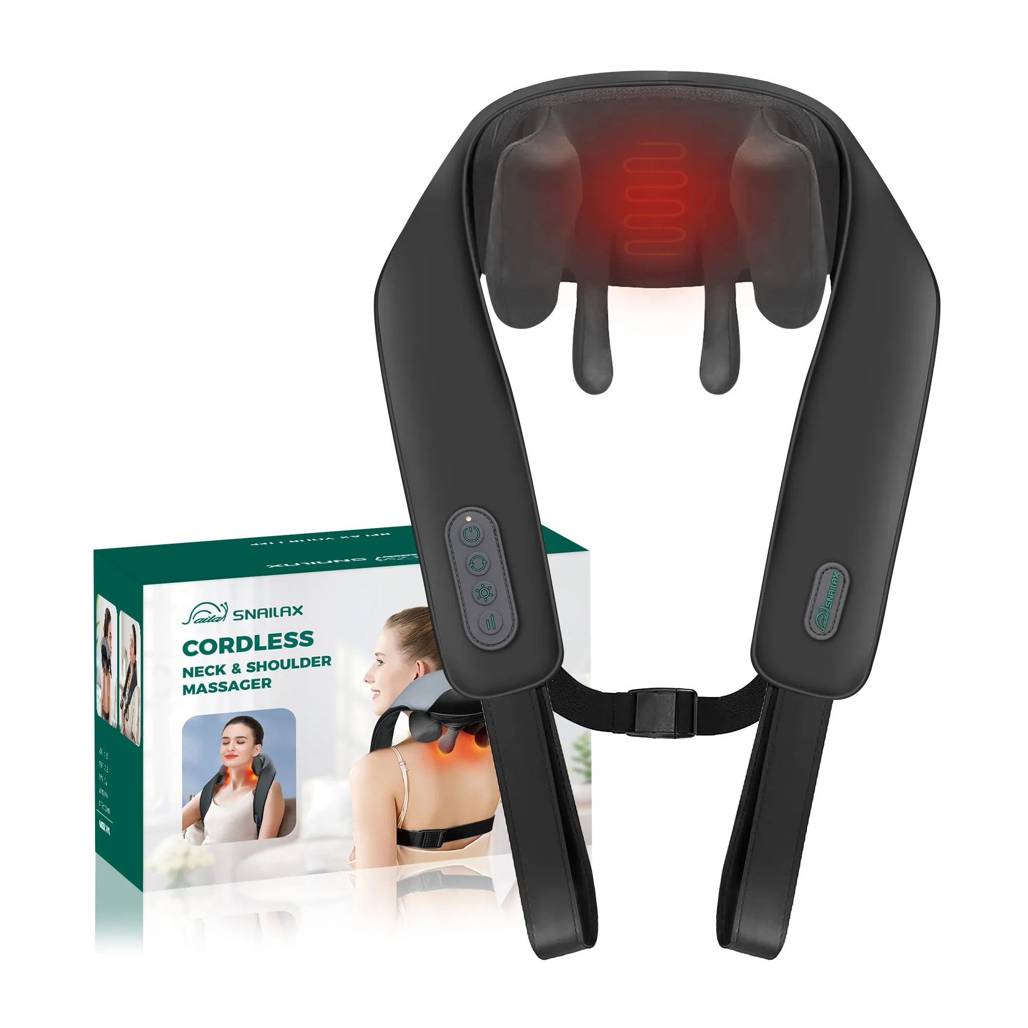 Snailax Upgarded 4D Deep Kneading Handheld Cordless Neck & Back Massager with Bandage - SL-681