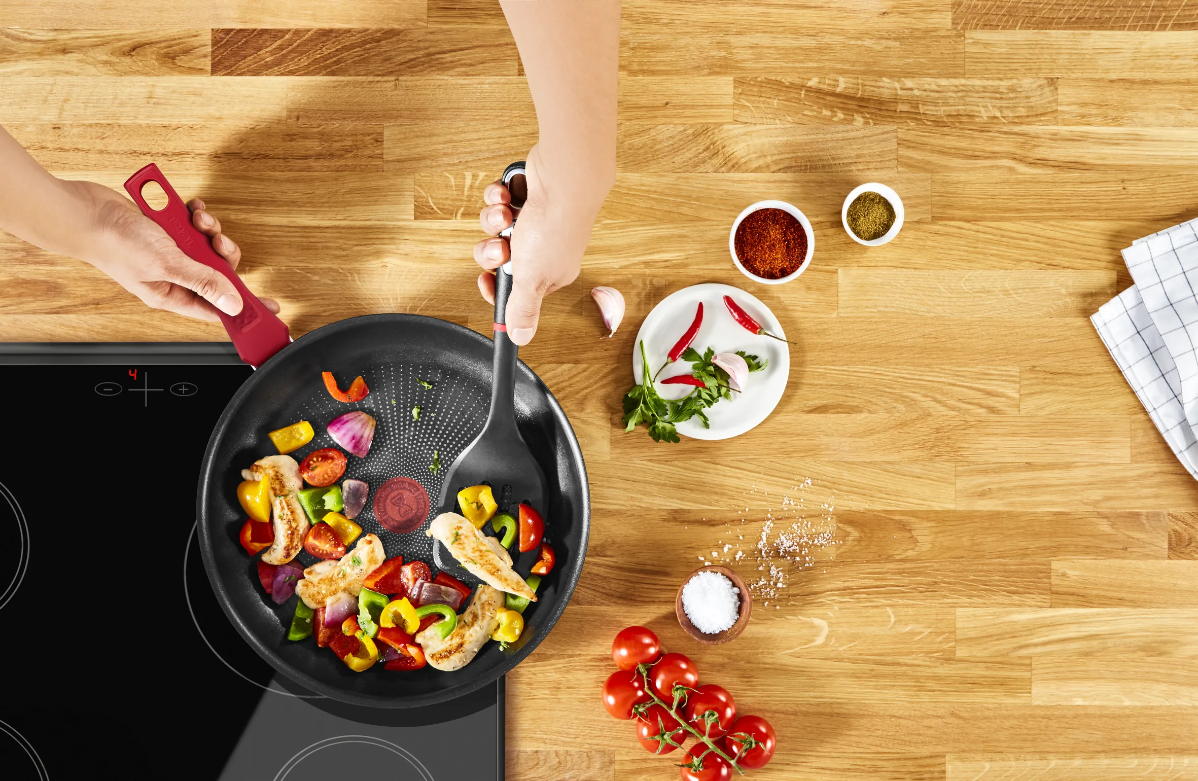 Tefal Daily Chef Red Non-Stick Induction Frypan 24cm