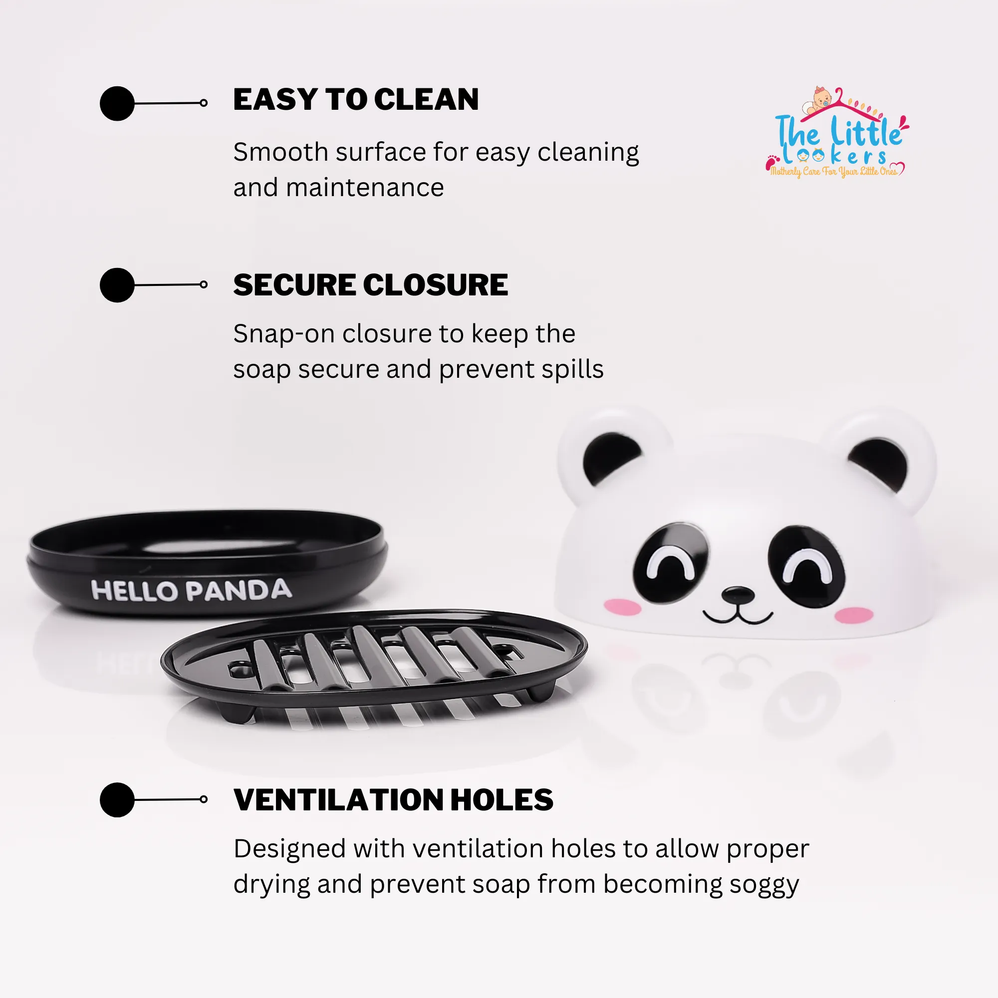 THE LITTLE LOOKERS Cartoon Soap Case Bathtub Soap Box, Soap Dish Holder for Kids, Bathroom Soap Stand, Soap Stand with Cover (Panda)