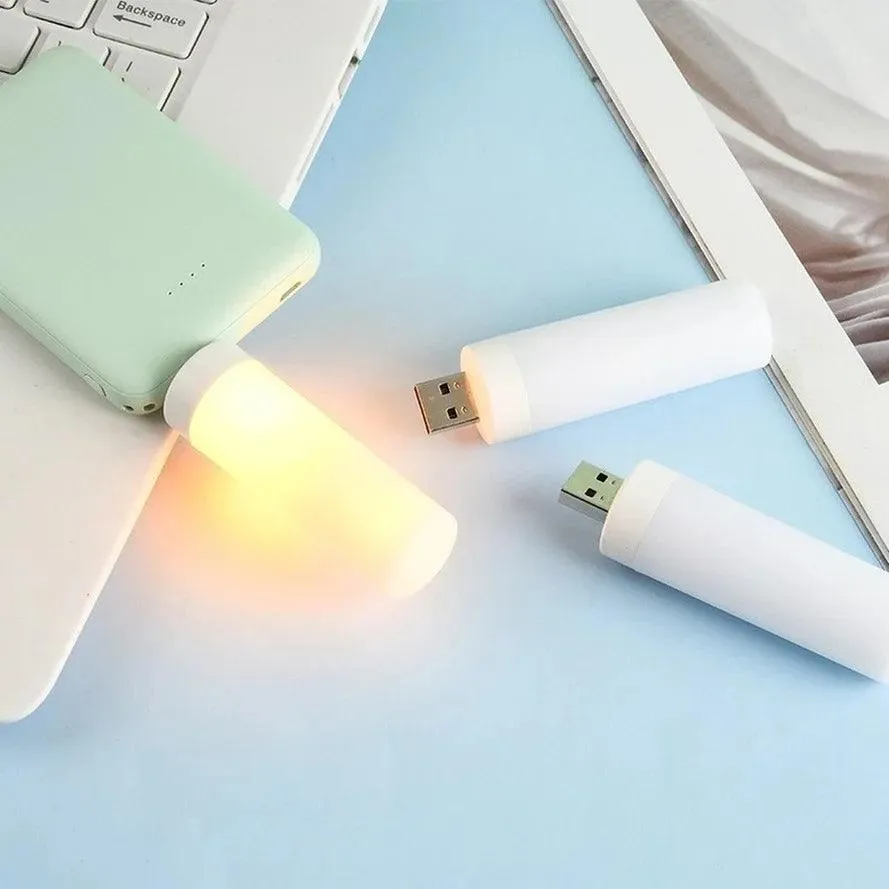 USB Atmosphere Light LED Flame Flashing Candle Lights Book Lamp for Power Bank Camping Lighting Cigarette Lighter Atmosphere