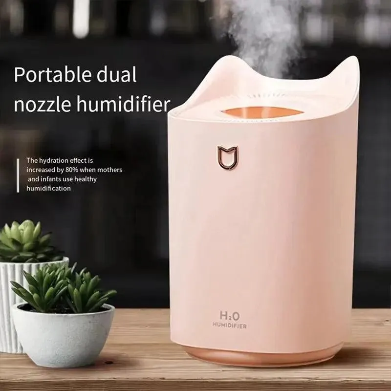 Whisper-Quiet Dual Nozzle USB Humidifier: Home & Office Moisturizer