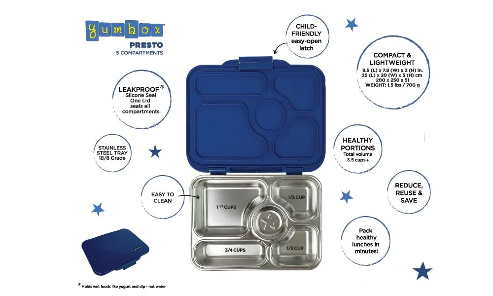 Yumbox Presto-Stainless Steel Leakproof Bento Box SANTA FE BLUE